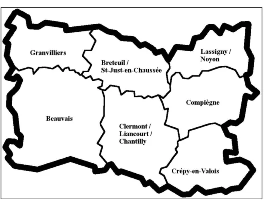 Figure 1 : Carte des secteurs de PDSA dans l’Oise 