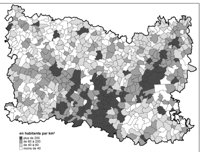Figure 3 : densité de population de l'Oise ; INSEE 2010 