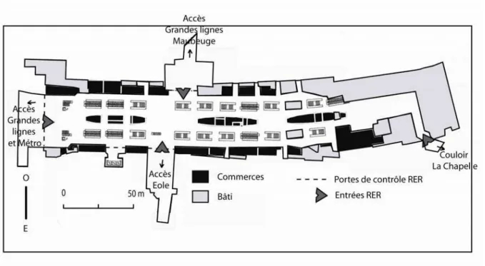 Figure 2 : Commerces de la mezzanine à Gare du Nord  Source : document Altarea 