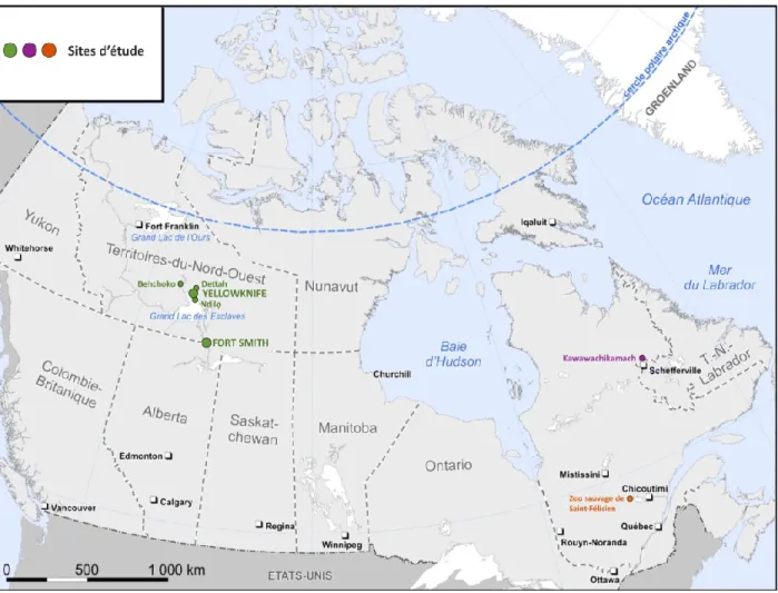 Figure  3.1:  Localisation  des  sites  d‘Études  (source  :  Marc  Girard  et  Morgane   onamy,  département de géographie, Université de Montréal, 2019)