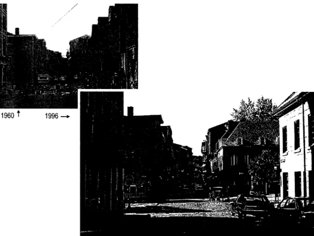 Figure  16  Vues de la  rue  Saint-Paul,  vers la  Place Jacques-Cartier,  1960 et  1996  (Doré,  1997, p