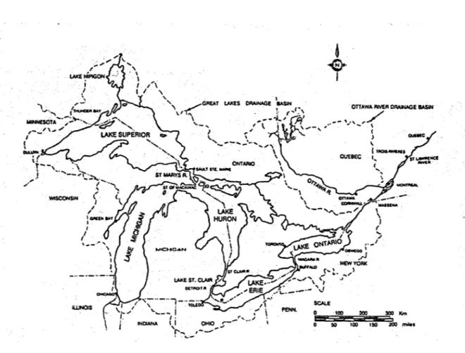 Figure 1  Illustration des grands lacs situés en Amérique du Nord [35] 