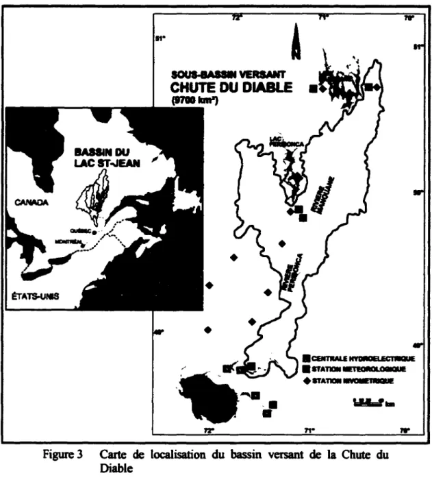 Figure 3  Carte  de  localisation  du  bassin  versant  de  la  Chute  du  Diable 
