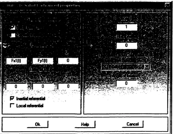Figure 2.11  Propriétés avancées :  forces externes 