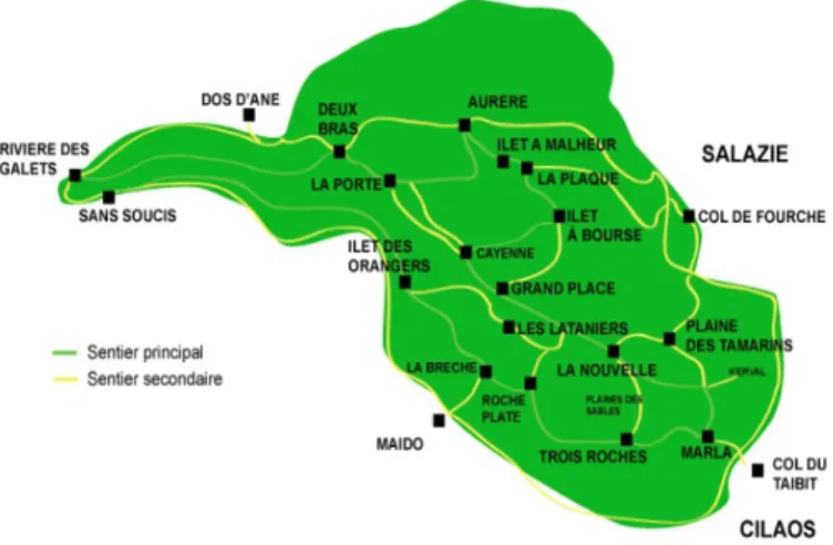 Illustration 3 : Carte de Mafate et ses ilets