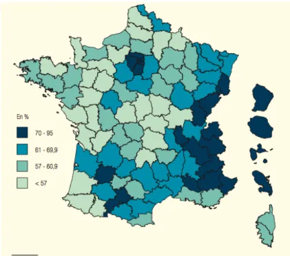 Figure 1: Taux d’allaitement en France en 2013 (6) 
