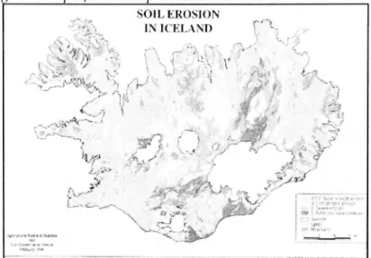 Figure 2.3 Aperçue de la répartition de l'érosion des sols en Islande 