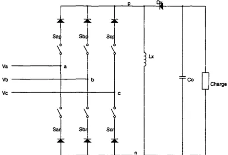 Figure 1-5  Redresseur survolteur-dévolteur  1.2.5.  Redresseur triphasé  à  3 interrupteurs bidirectionnels  La  structure présentée à la figure  1-6 peut fonctionner selon 2 méthodes