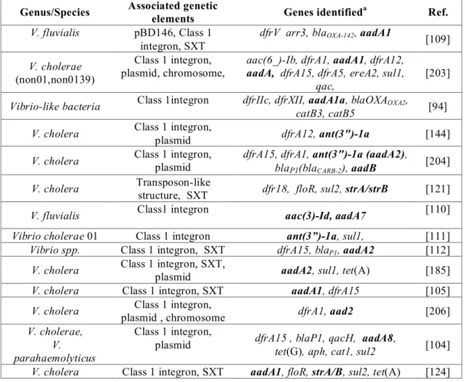 Table IX  Aminoglycoside resistance genes identified in Vibrio sp. 