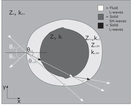Figure 3.4 Wave propagation considering only transmitted waves in the bone phantom