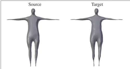 Figure 2.2 The Man character (left) and Curve character (right) after fairing. The source and target meshes are smoothed