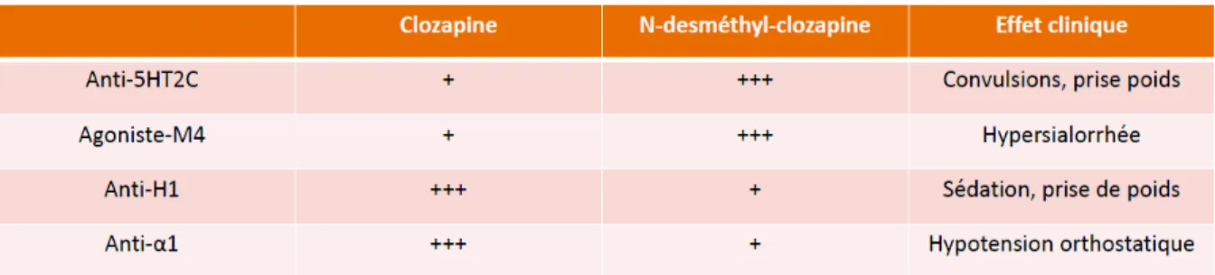 Tableau comparant les affinités de la CLZ et de la DMC pour certains récepteurs. 