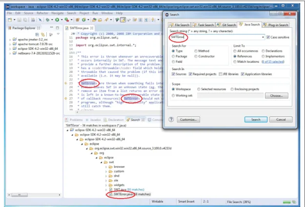 Figure 2.1 Illustration d’une recherche d’un élément de code par l’utilisation du code source.