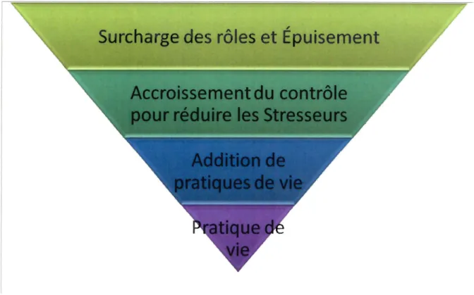 Figure 1 : Pyramide de l'épuisement,  extrait du journal de recherche  Post-formation, septembre 2009 
