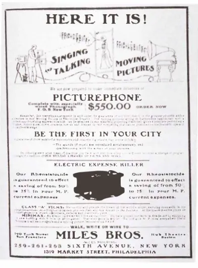 Fig. 5:  1907 ad for Miles Bros. Picturephone 