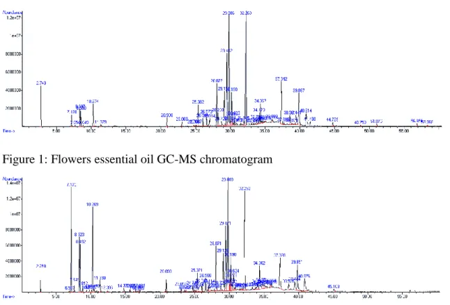 Figure 2: Leaves essential oil GC-MS chromatogram 