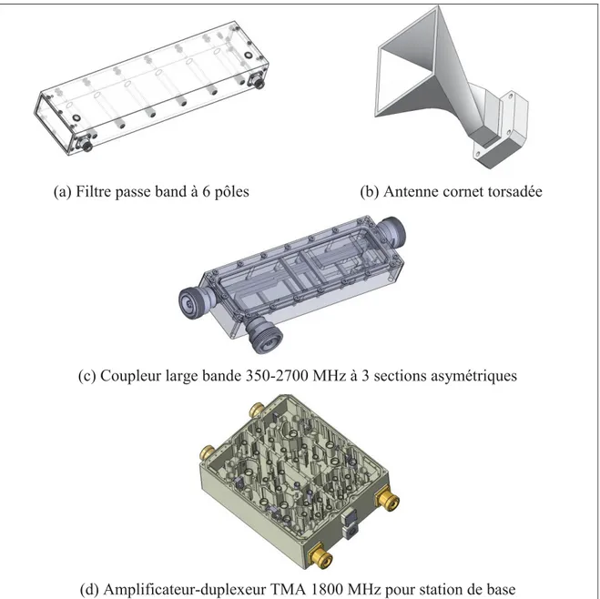 Figure 1.2  Exemples de circuits passifs tridimensionnels en technologie guide d’onde 