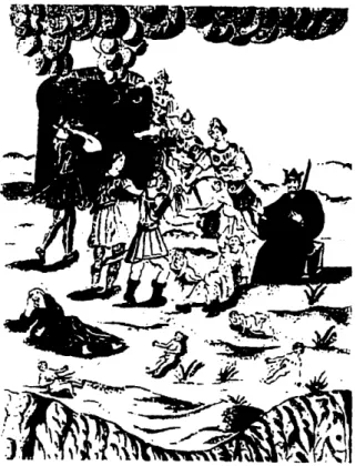 Figure 4. Cinquième figure du Livre d'Abraham Juif: ecun Roy avec un grand coutelas, qui faisoit tuer en sa présence par des soldats
