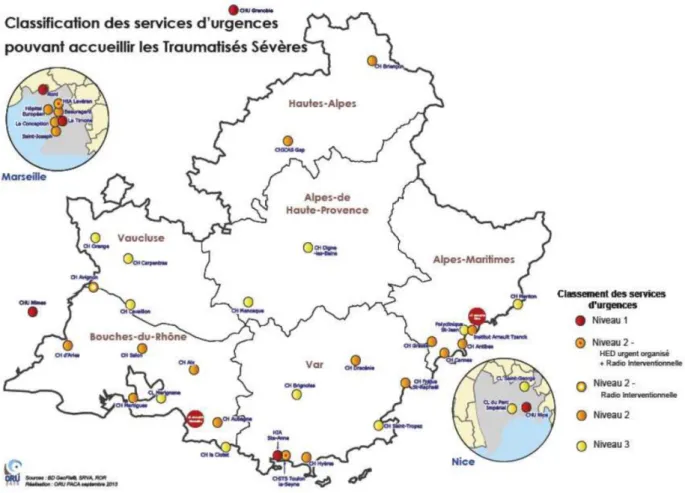 Figure 4 : Classification des services accueillant des traumatisés sévères   