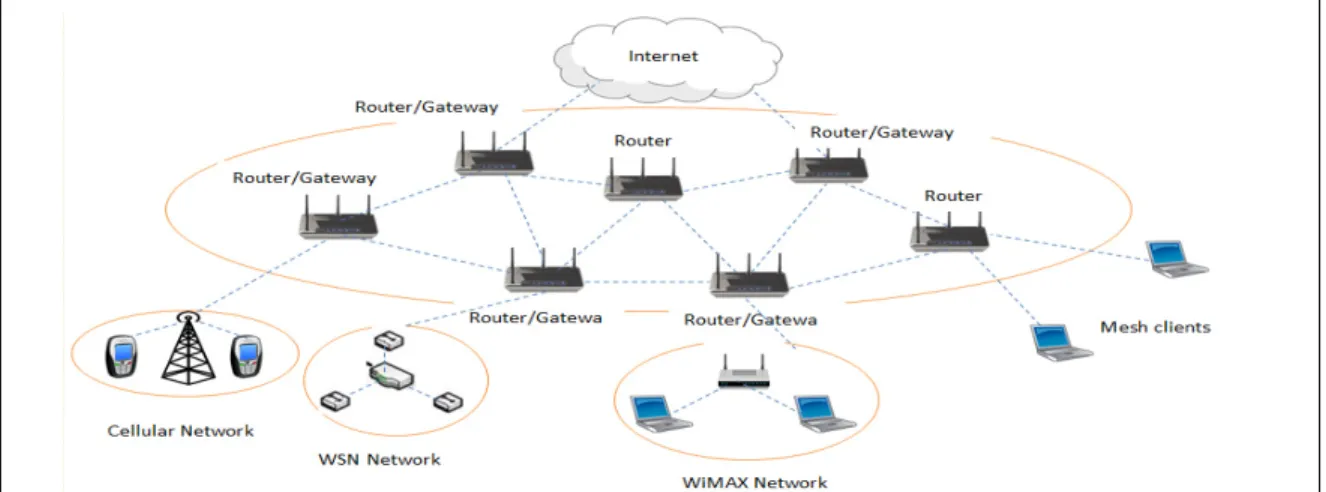 Figure  1.2 WMN Hybrid Network Architecture 