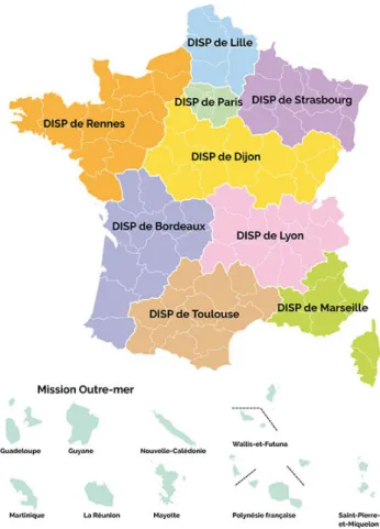 Figure 1 : Carte de France des directions interrégionales pénitentiaires (Source : Ministère de la Justice) 