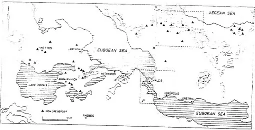 Fig. 1: Iron ore deposits of NE Boeotia and Central Euboeal 