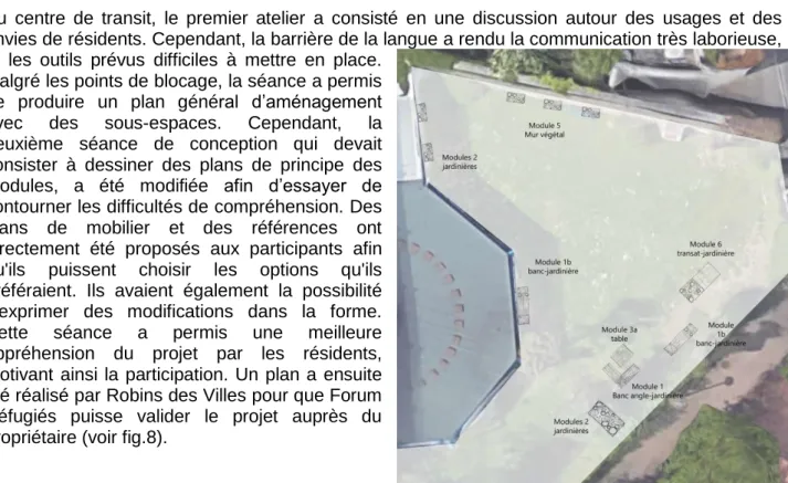 Figure 8 : Plans d'aménagement du centre de transit (E. Masson,  2017)