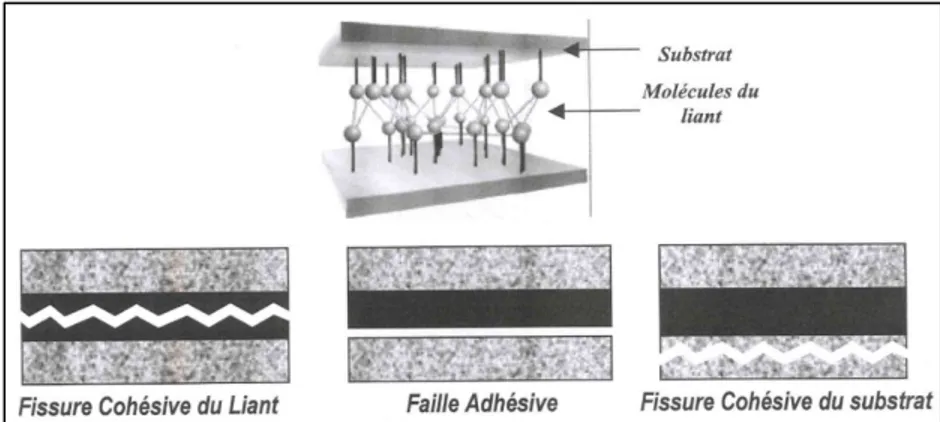 Figure 1.7 Modes de rupture de la liaison bitume-granulat  Tirée de Pinzon (2004) 