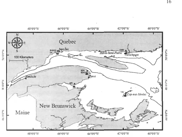 Figure  2.1:  Location  of  buoy  mooring  sites.  Projected  coordinate  system  used  was  NAD1983MTM7 