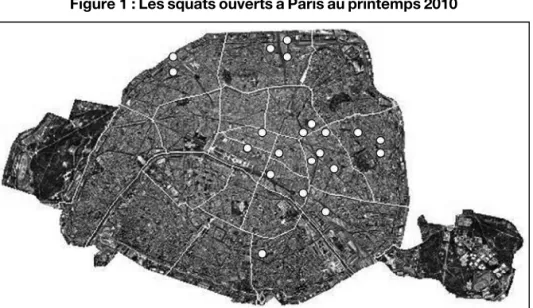 Figure 1 : Les squats ouverts à Paris au printemps 2010