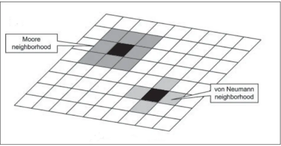 Figure 1.4 Voisinage d'un automate cellulaire. 