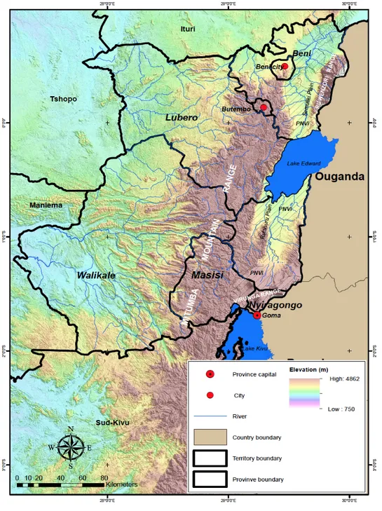 Figure 6.  Physical Relief of North Kivu 