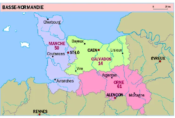 Figure 1 : Carte de la région Normandie Occidentale 