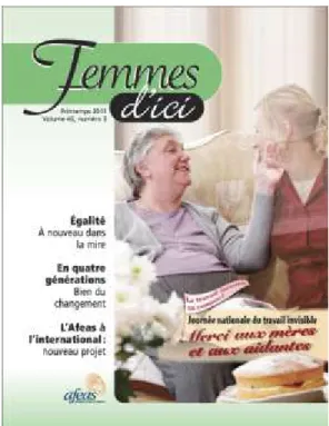 Figure 4. Page couverture de la revue Femmes d’ici, édition printemps 2011. 