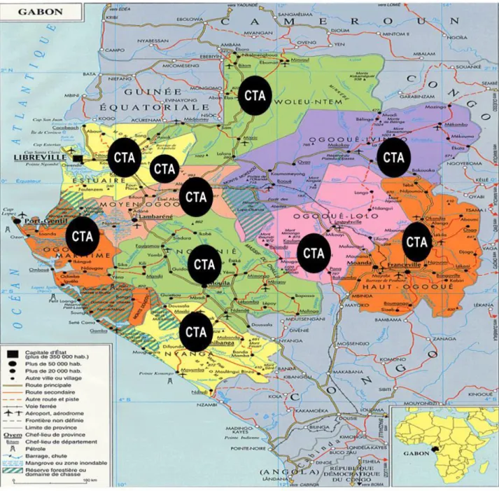 Figure 2 : Répartition géographique des CTA sur le territoire national selon le guide de  prise en charge des PVVIH (3)