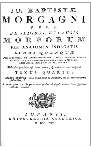 Figure 6 : Page de garde de l'ouvrage de Morgagni (1667) 