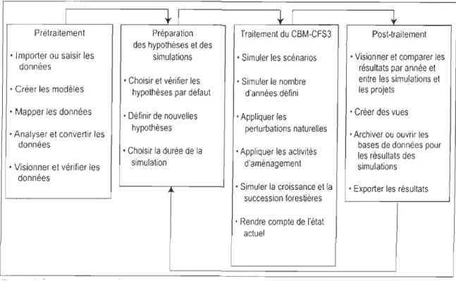 Figure 2. Les principales étapes de l' analyse au  moyen du CBM-CFS3. 