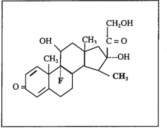 figure 2 : Structure moléculaire de ta dexaméthasone (tes dtfférences avec ta structure du cortisol sont en gras)