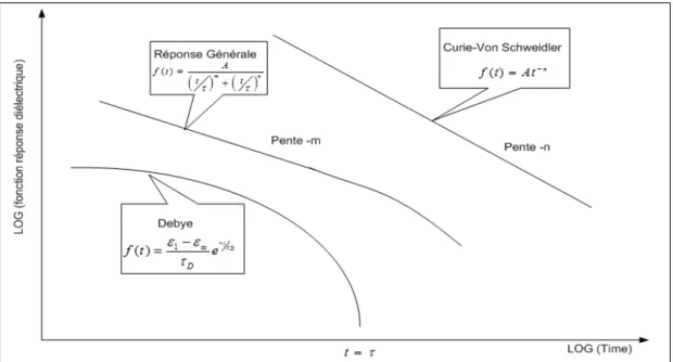 Figure 3-16  Différents types de fonction de réponse diélectrique dans   le domaine du temps [19] 