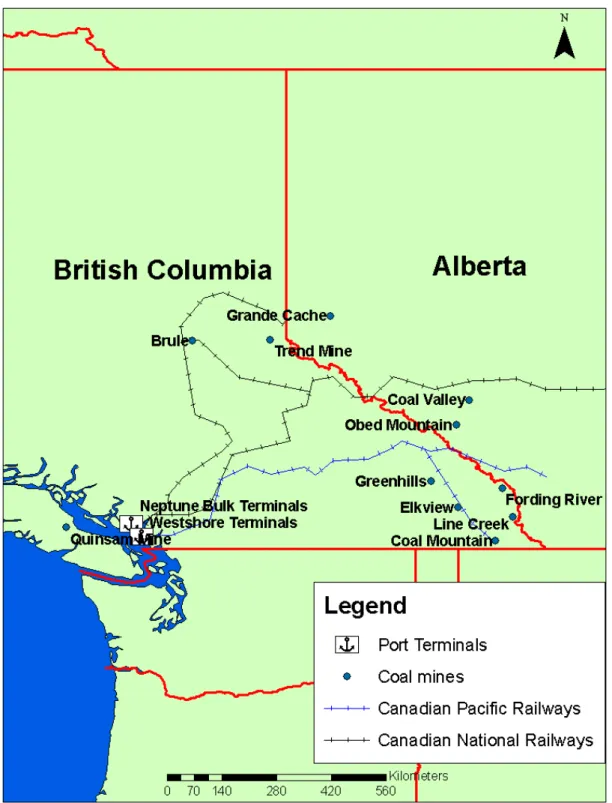 Figure 9: An overview of Canada's coal corridor. 