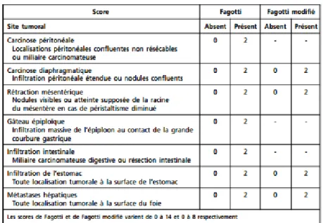 Figure 5. Scores de Fagotti et Fagotti modifiés 