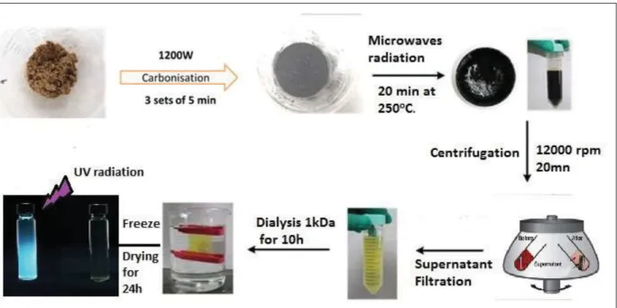 Figure 2.2: étapes de production des PQC après itérations du développement de la méthode  2.3  Détermination du rendement quantique de fluorescence 