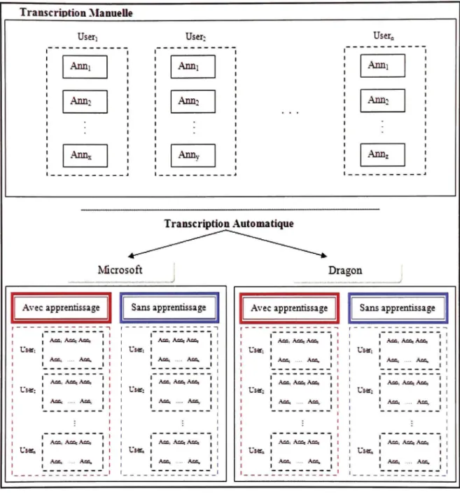 Figure 2.6 Organisation de s fichiers  résultant s de la transcription. 