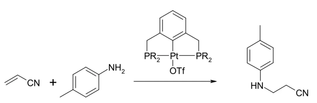 Fig. I-20 : Réaction d’hydroamination catalysée par un complexe pinceur de   platine 