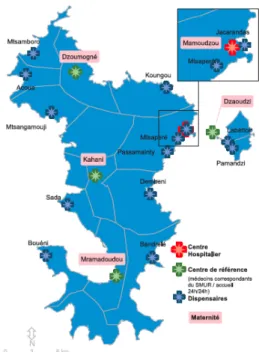 Figure 2 : Etablissements sanitaires à  Mayotte au 1 er  janvier 2015.  