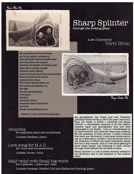 Figure 1. First poster for Sharp Splinter (January 2013). Copyright © Terri Hron 2013 