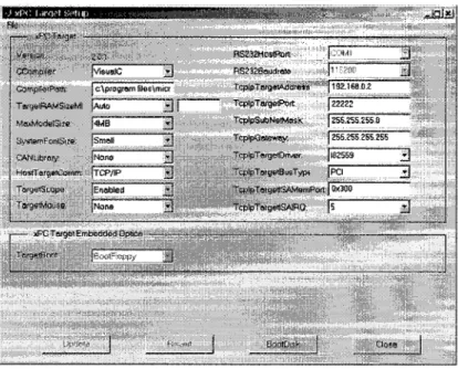 Figure 27  Fenêtre de configuation d'xPC Target 