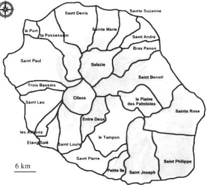 Figure 1 : Limites des 24 communes de l'île 