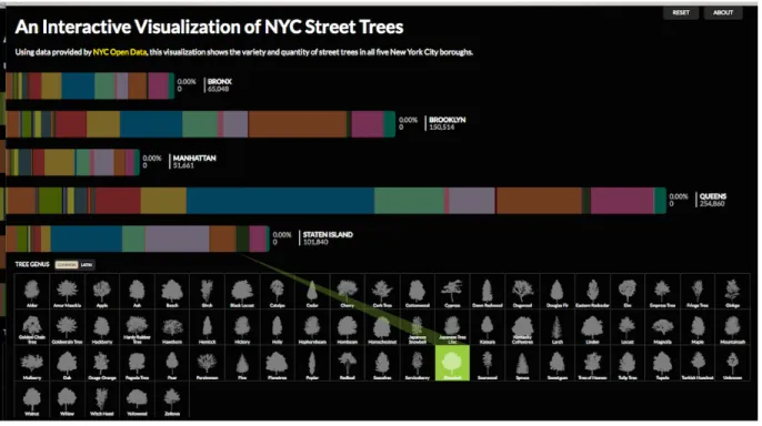 Figure 9. Interactive Visualization of NYC Street Trees (Cloudred Multimedia, s.d.) 