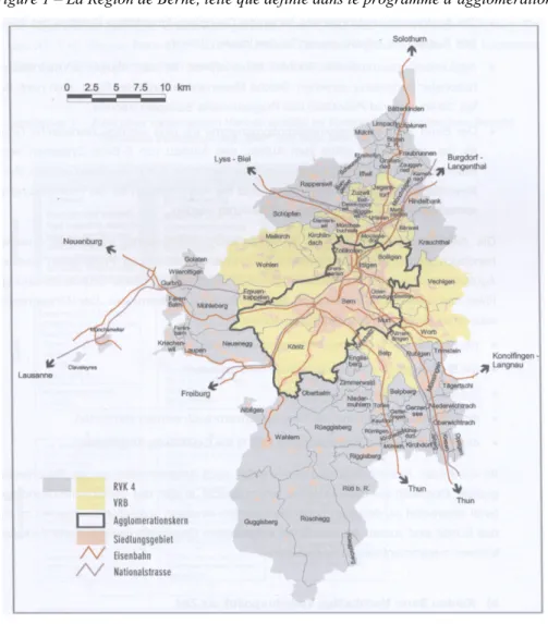 Figure 1 – La Région de Berne, telle que définie dans le programme d’agglomération 